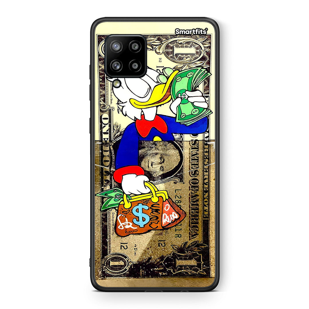 Θήκη Samsung Galaxy A42 Duck Money από τη Smartfits με σχέδιο στο πίσω μέρος και μαύρο περίβλημα | Samsung Galaxy A42 Duck Money case with colorful back and black bezels