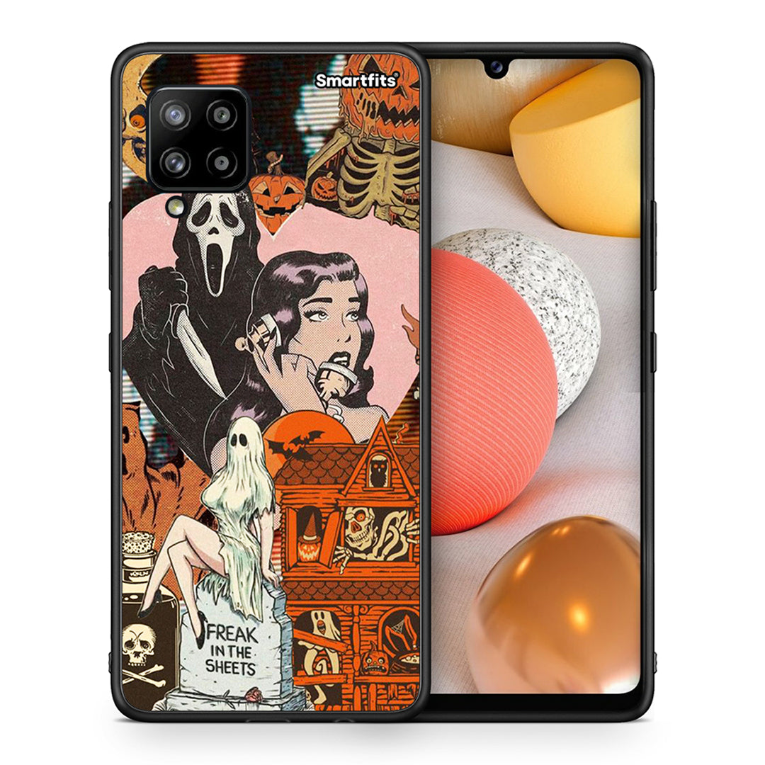 Θήκη Samsung Galaxy A42 Halloween Collage από τη Smartfits με σχέδιο στο πίσω μέρος και μαύρο περίβλημα | Samsung Galaxy A42 Halloween Collage case with colorful back and black bezels