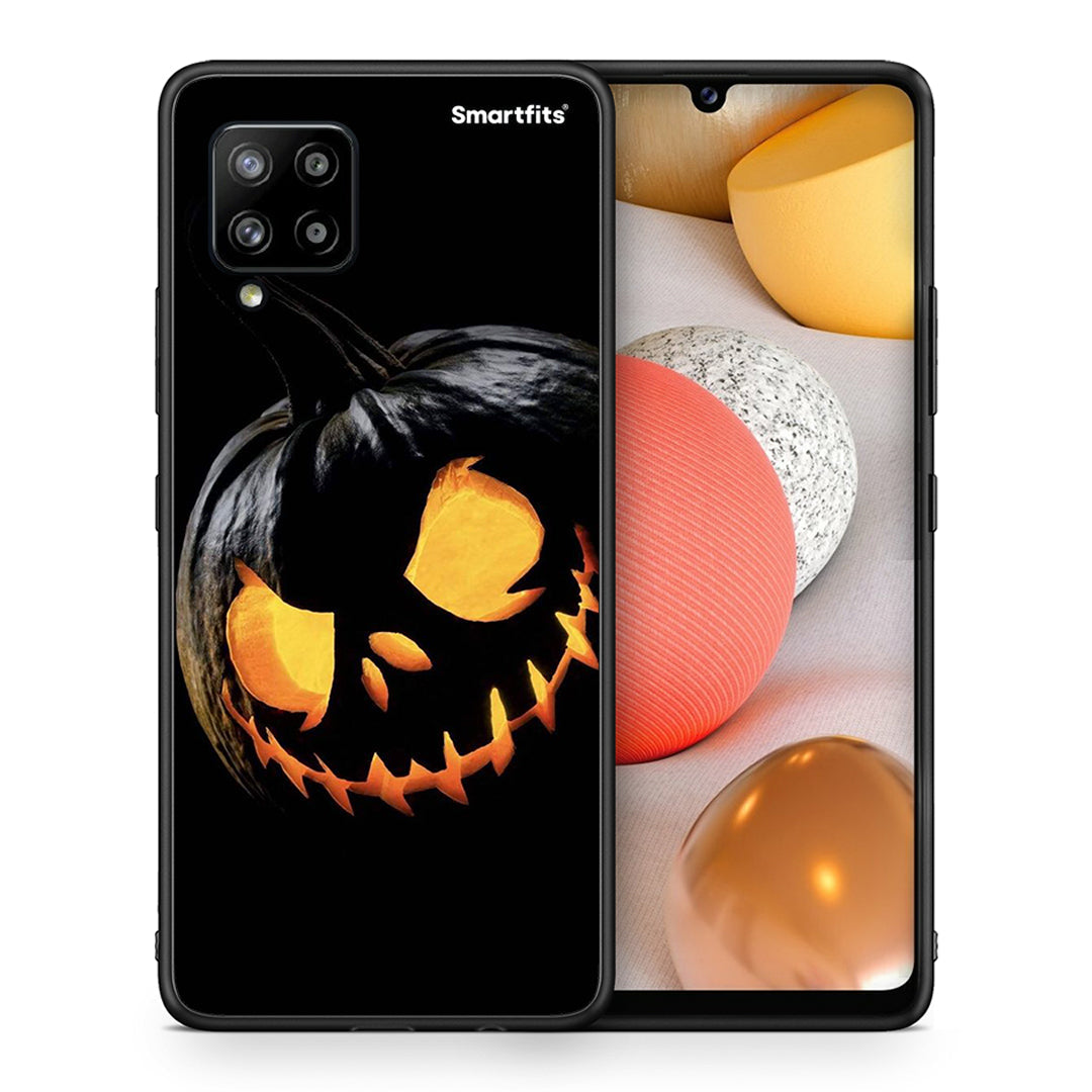 Θήκη Samsung Galaxy A42 Halloween Scary Pumpkin από τη Smartfits με σχέδιο στο πίσω μέρος και μαύρο περίβλημα | Samsung Galaxy A42 Halloween Scary Pumpkin case with colorful back and black bezels