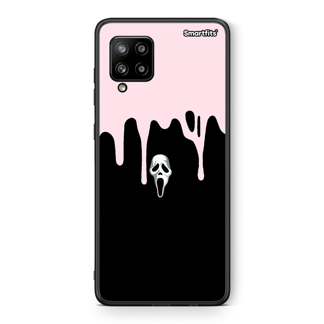 Θήκη Samsung Galaxy A42 Melting Halloween Mask από τη Smartfits με σχέδιο στο πίσω μέρος και μαύρο περίβλημα | Samsung Galaxy A42 Melting Halloween Mask case with colorful back and black bezels