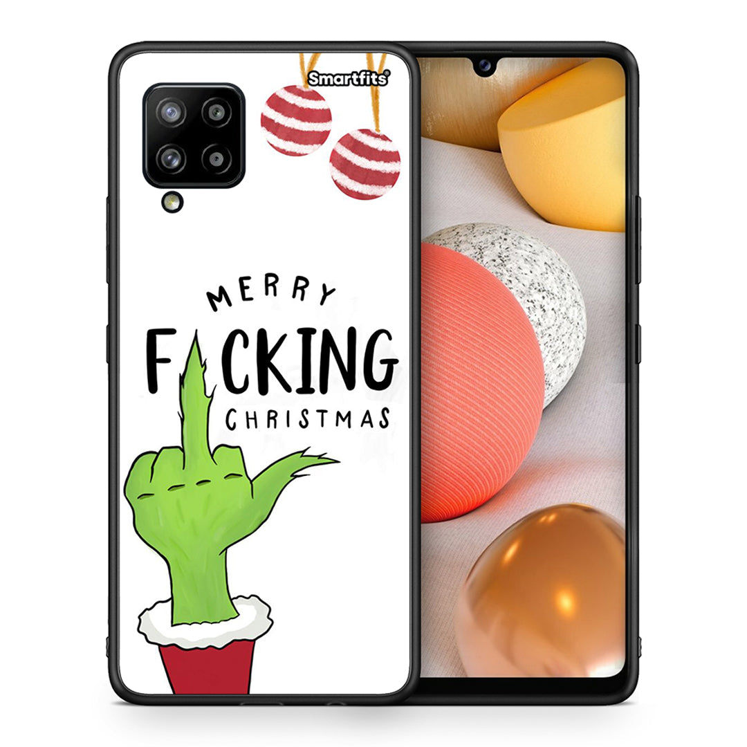 Θήκη Samsung Galaxy A42 Merry F Xmas από τη Smartfits με σχέδιο στο πίσω μέρος και μαύρο περίβλημα | Samsung Galaxy A42 Merry F Xmas case with colorful back and black bezels