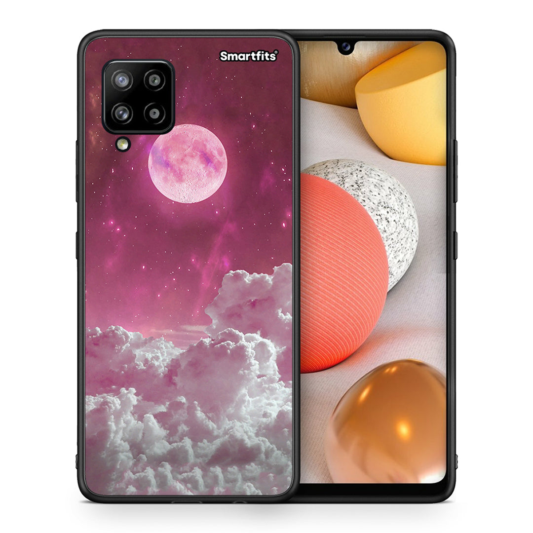Θήκη Samsung Galaxy A42 Pink Moon από τη Smartfits με σχέδιο στο πίσω μέρος και μαύρο περίβλημα | Samsung Galaxy A42 Pink Moon case with colorful back and black bezels