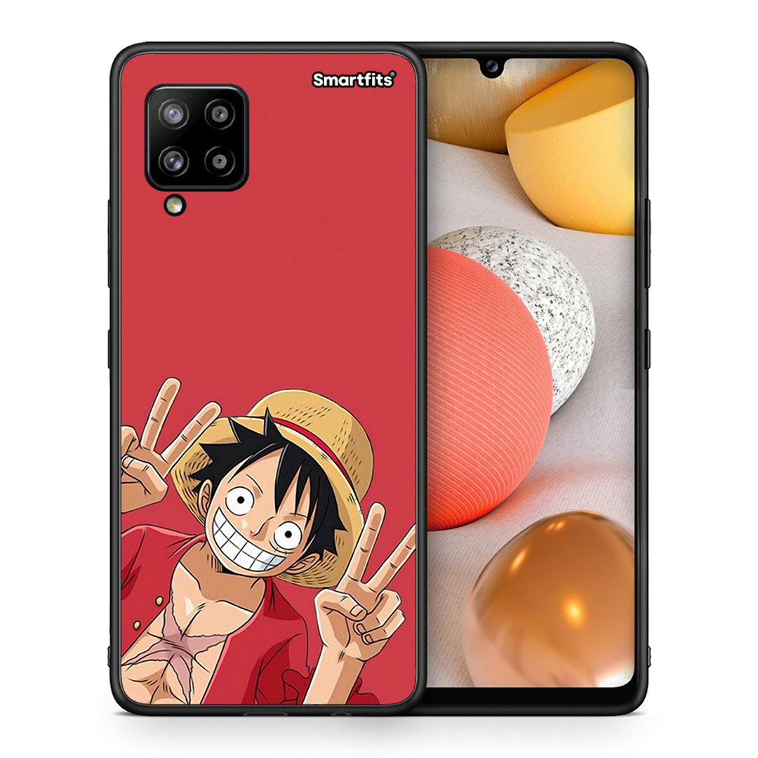 Θήκη Samsung Galaxy A42 Pirate Luffy από τη Smartfits με σχέδιο στο πίσω μέρος και μαύρο περίβλημα | Samsung Galaxy A42 Pirate Luffy case with colorful back and black bezels