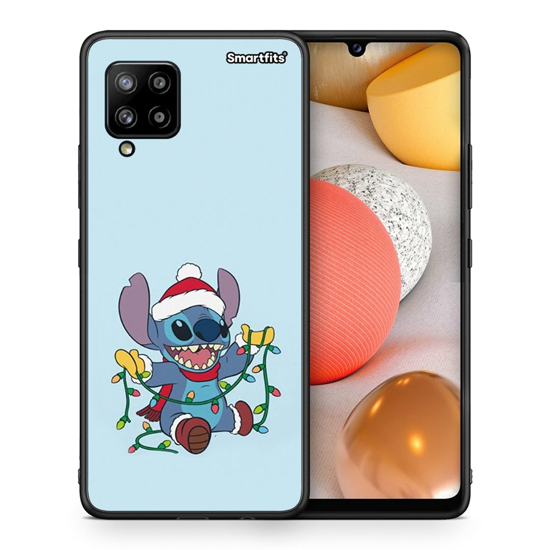 Θήκη Samsung Galaxy A42 Santa Stich από τη Smartfits με σχέδιο στο πίσω μέρος και μαύρο περίβλημα | Samsung Galaxy A42 Santa Stich case with colorful back and black bezels