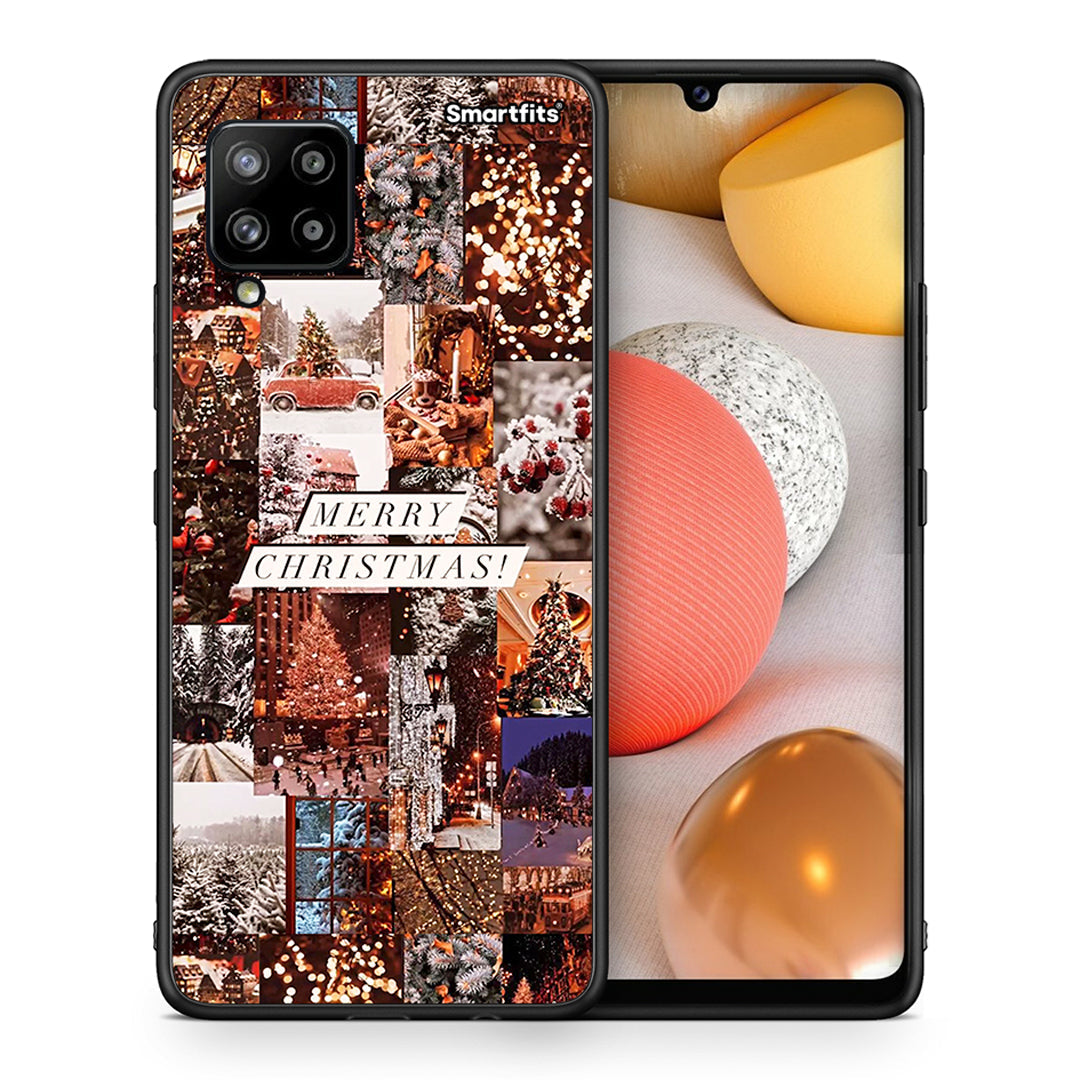 Θήκη Samsung Galaxy A42 Xmas Collage από τη Smartfits με σχέδιο στο πίσω μέρος και μαύρο περίβλημα | Samsung Galaxy A42 Xmas Collage case with colorful back and black bezels