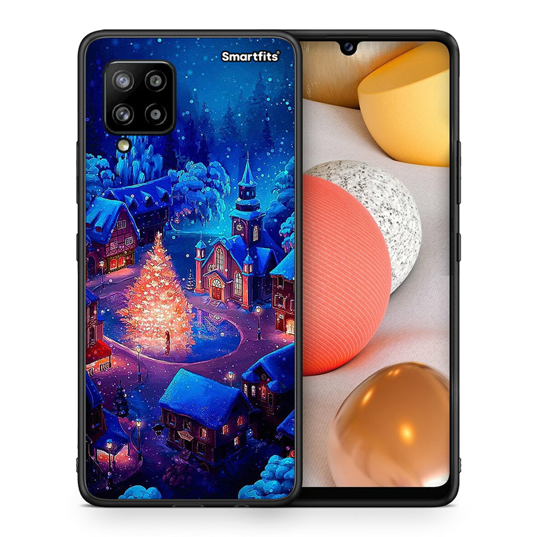 Θήκη Samsung Galaxy A42 Xmas Village από τη Smartfits με σχέδιο στο πίσω μέρος και μαύρο περίβλημα | Samsung Galaxy A42 Xmas Village case with colorful back and black bezels