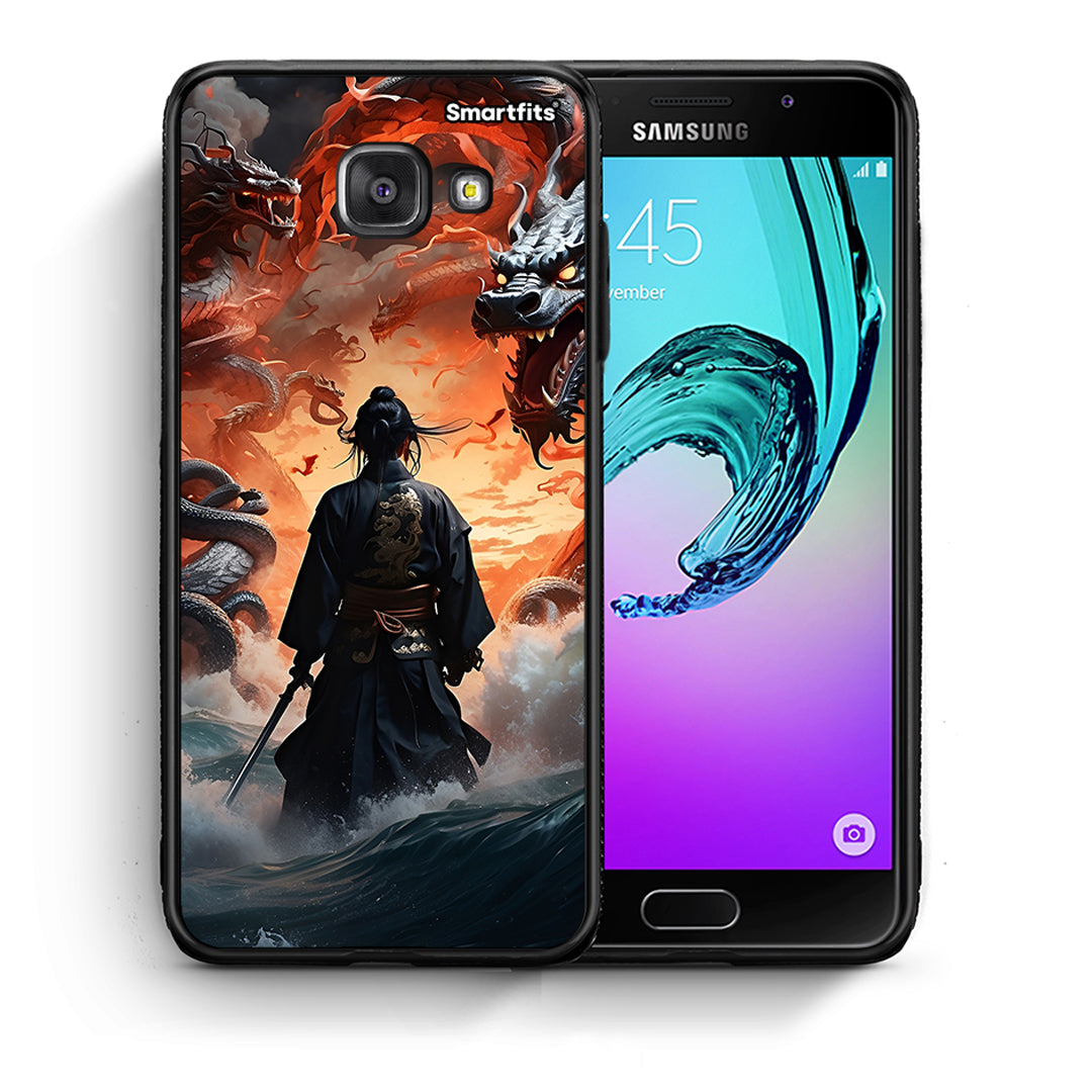 Θήκη Samsung A5 2017 Dragons Fight από τη Smartfits με σχέδιο στο πίσω μέρος και μαύρο περίβλημα | Samsung A5 2017 Dragons Fight case with colorful back and black bezels