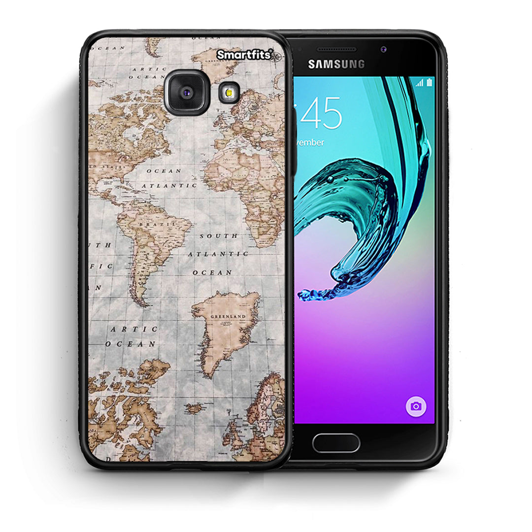 Θήκη Samsung A5 2017 World Map από τη Smartfits με σχέδιο στο πίσω μέρος και μαύρο περίβλημα | Samsung A5 2017 World Map case with colorful back and black bezels