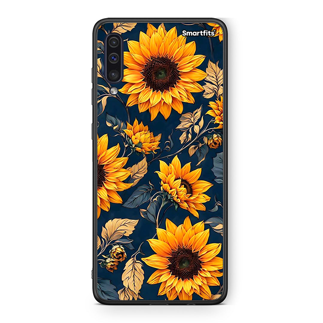 samsung a50 Autumn Sunflowers Θήκη από τη Smartfits με σχέδιο στο πίσω μέρος και μαύρο περίβλημα | Smartphone case with colorful back and black bezels by Smartfits