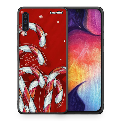 Θήκη Samsung A50/A30s Candy Cane από τη Smartfits με σχέδιο στο πίσω μέρος και μαύρο περίβλημα | Samsung A50/A30s Candy Cane case with colorful back and black bezels