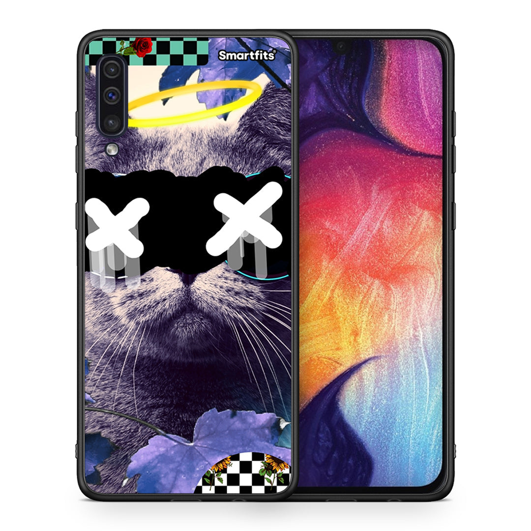 Θήκη Samsung A50/A30s Cat Collage από τη Smartfits με σχέδιο στο πίσω μέρος και μαύρο περίβλημα | Samsung A50/A30s Cat Collage case with colorful back and black bezels