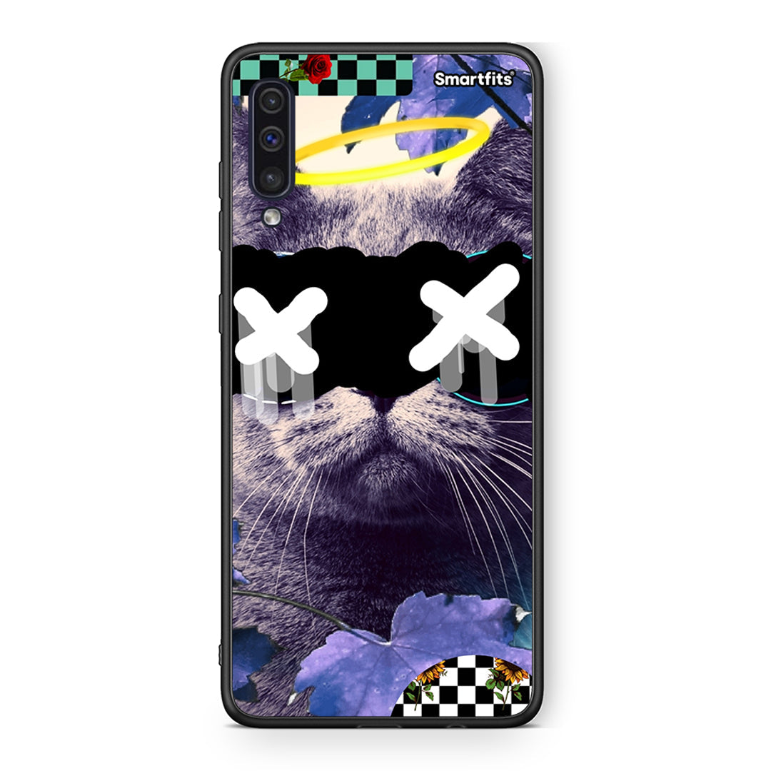 samsung a50 Cat Collage θήκη από τη Smartfits με σχέδιο στο πίσω μέρος και μαύρο περίβλημα | Smartphone case with colorful back and black bezels by Smartfits