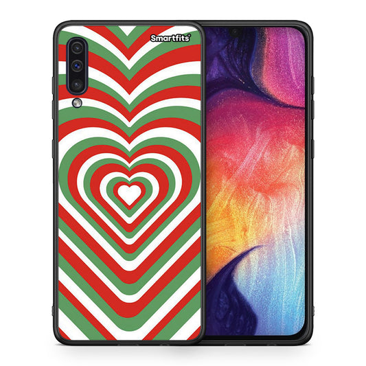 Θήκη Samsung A50/A30s Christmas Hearts από τη Smartfits με σχέδιο στο πίσω μέρος και μαύρο περίβλημα | Samsung A50/A30s Christmas Hearts case with colorful back and black bezels