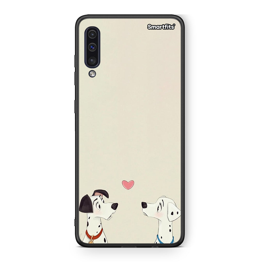 samsung a50 Dalmatians Love θήκη από τη Smartfits με σχέδιο στο πίσω μέρος και μαύρο περίβλημα | Smartphone case with colorful back and black bezels by Smartfits
