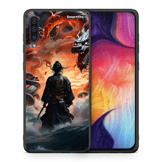 Θήκη Samsung A50/A30s Dragons Fight από τη Smartfits με σχέδιο στο πίσω μέρος και μαύρο περίβλημα | Samsung A50/A30s Dragons Fight case with colorful back and black bezels