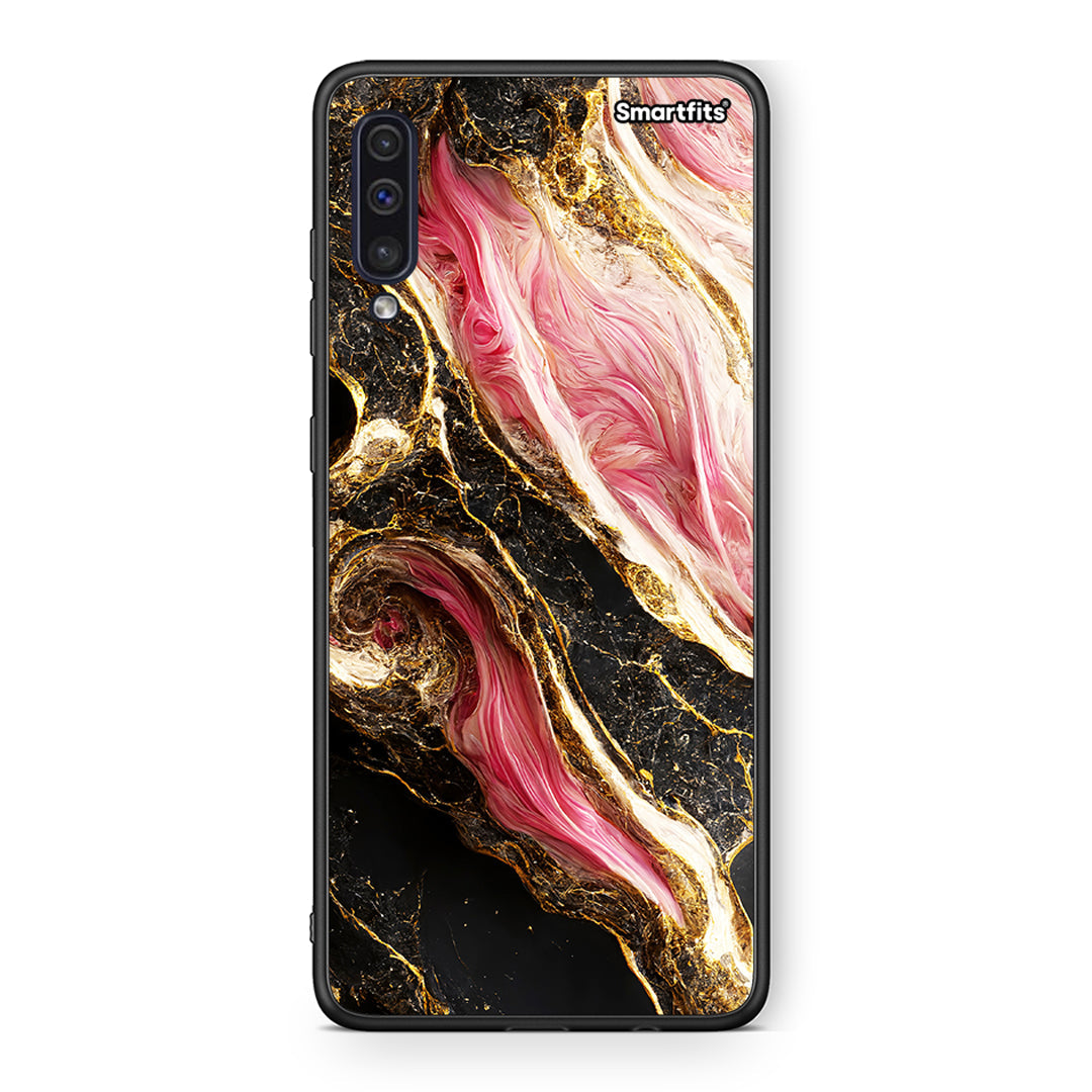 samsung a50 Glamorous Pink Marble θήκη από τη Smartfits με σχέδιο στο πίσω μέρος και μαύρο περίβλημα | Smartphone case with colorful back and black bezels by Smartfits