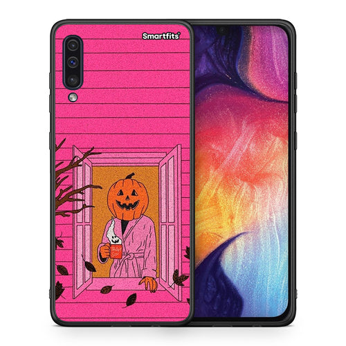 Θήκη Samsung A50 / A30s Halloween Pumpkin Lady από τη Smartfits με σχέδιο στο πίσω μέρος και μαύρο περίβλημα | Samsung A50 / A30s Halloween Pumpkin Lady case with colorful back and black bezels