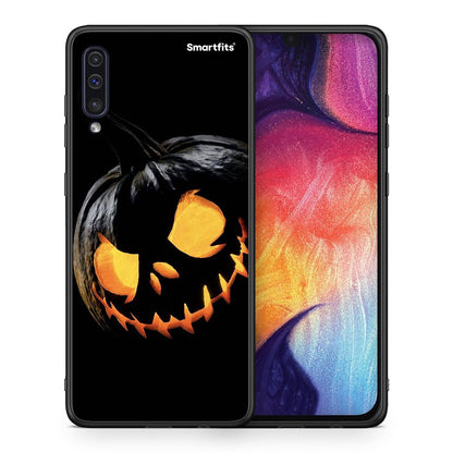 Θήκη Samsung A50 / A30s Halloween Scary Pumpkin από τη Smartfits με σχέδιο στο πίσω μέρος και μαύρο περίβλημα | Samsung A50 / A30s Halloween Scary Pumpkin case with colorful back and black bezels