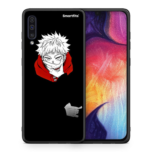 Θήκη Samsung A50/A30s Itadori Anime από τη Smartfits με σχέδιο στο πίσω μέρος και μαύρο περίβλημα | Samsung A50/A30s Itadori Anime case with colorful back and black bezels