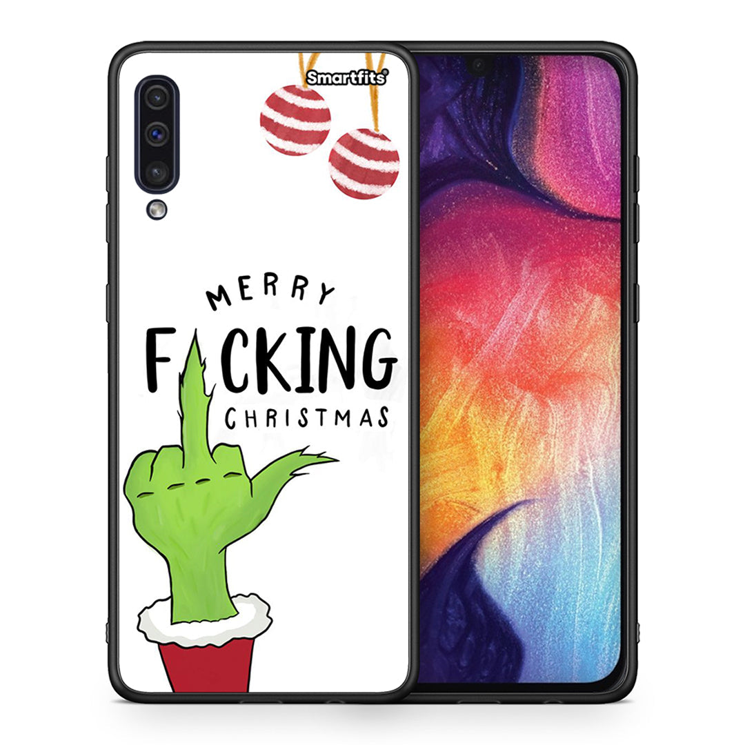 Θήκη Samsung A50/A30s Merry F Xmas από τη Smartfits με σχέδιο στο πίσω μέρος και μαύρο περίβλημα | Samsung A50/A30s Merry F Xmas case with colorful back and black bezels