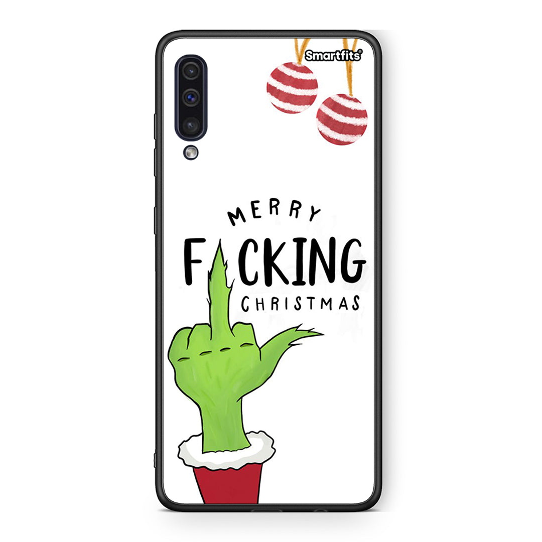 samsung a50 Merry F Xmas θήκη από τη Smartfits με σχέδιο στο πίσω μέρος και μαύρο περίβλημα | Smartphone case with colorful back and black bezels by Smartfits