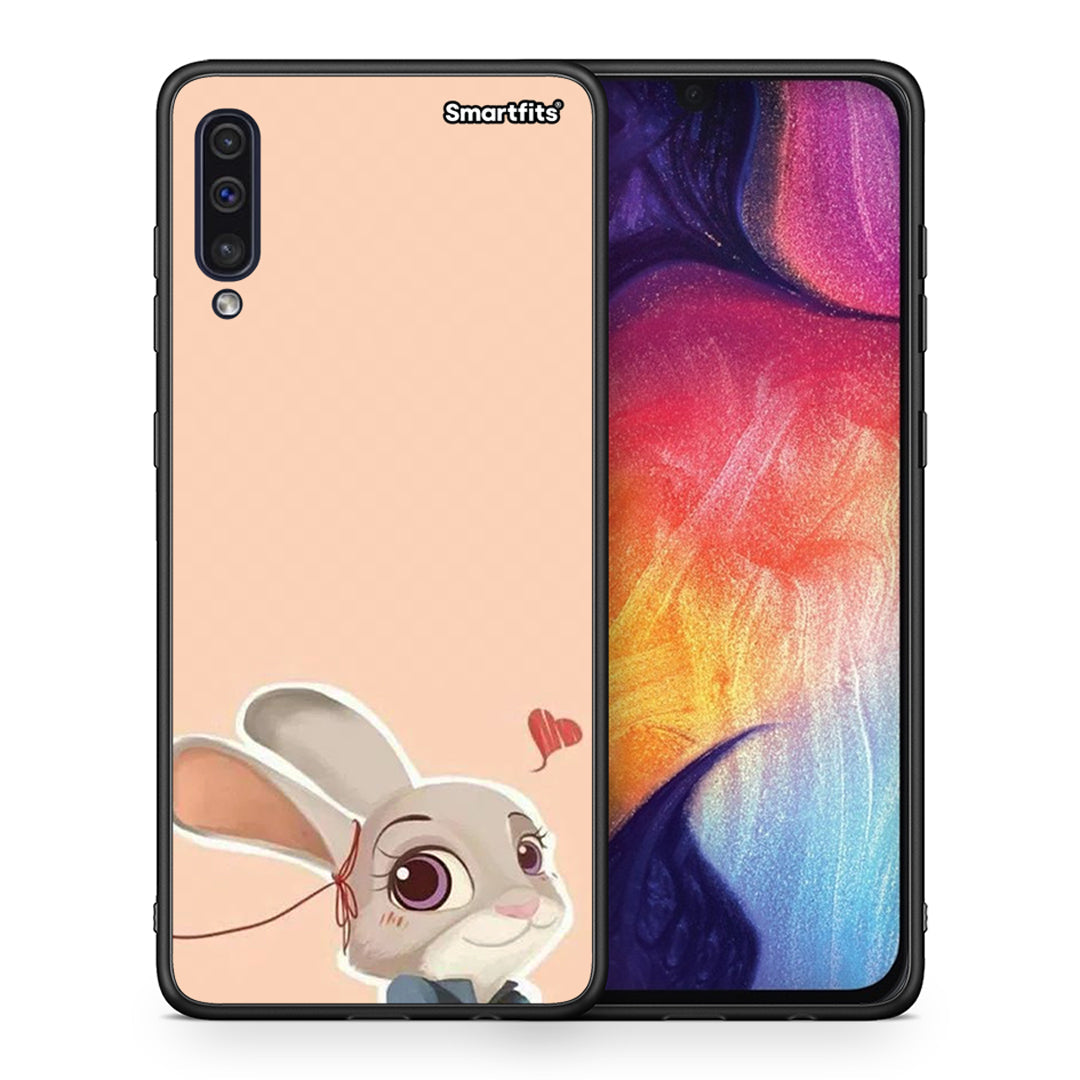 Θήκη Samsung A50/A30s Nick Wilde And Judy Hopps Love 2 από τη Smartfits με σχέδιο στο πίσω μέρος και μαύρο περίβλημα | Samsung A50/A30s Nick Wilde And Judy Hopps Love 2 case with colorful back and black bezels