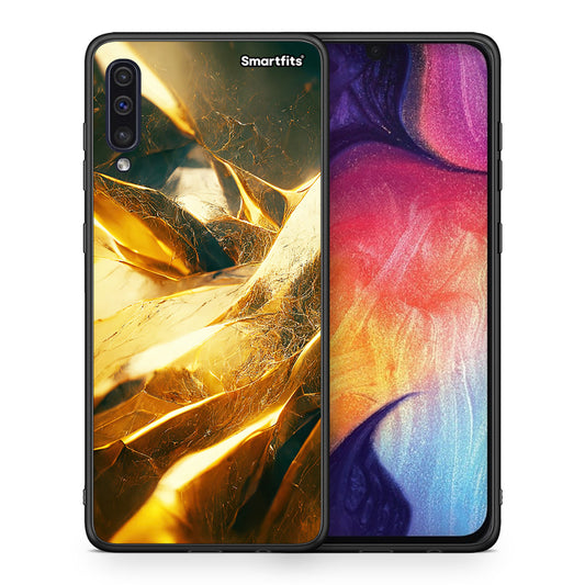 Θήκη Samsung A50/A30s Real Gold από τη Smartfits με σχέδιο στο πίσω μέρος και μαύρο περίβλημα | Samsung A50/A30s Real Gold case with colorful back and black bezels