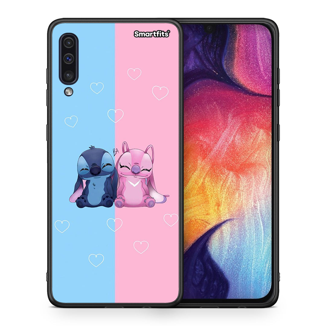 Θήκη Samsung A50/A30s Stitch And Angel από τη Smartfits με σχέδιο στο πίσω μέρος και μαύρο περίβλημα | Samsung A50/A30s Stitch And Angel case with colorful back and black bezels