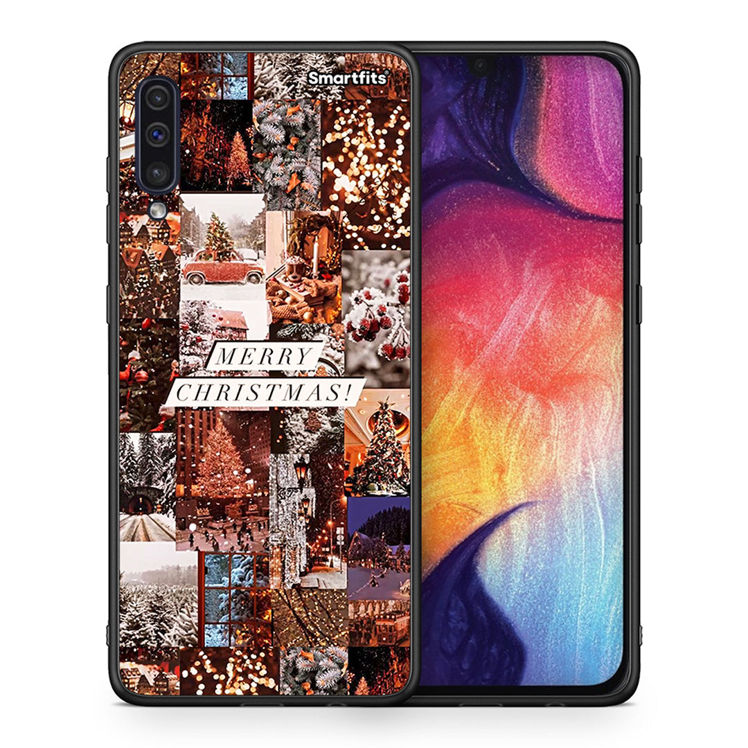Θήκη Samsung A50/A30s Xmas Collage από τη Smartfits με σχέδιο στο πίσω μέρος και μαύρο περίβλημα | Samsung A50/A30s Xmas Collage case with colorful back and black bezels