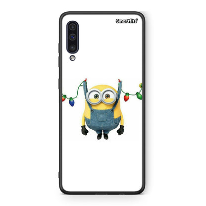 samsung a50 Xmas Minion Lights θήκη από τη Smartfits με σχέδιο στο πίσω μέρος και μαύρο περίβλημα | Smartphone case with colorful back and black bezels by Smartfits