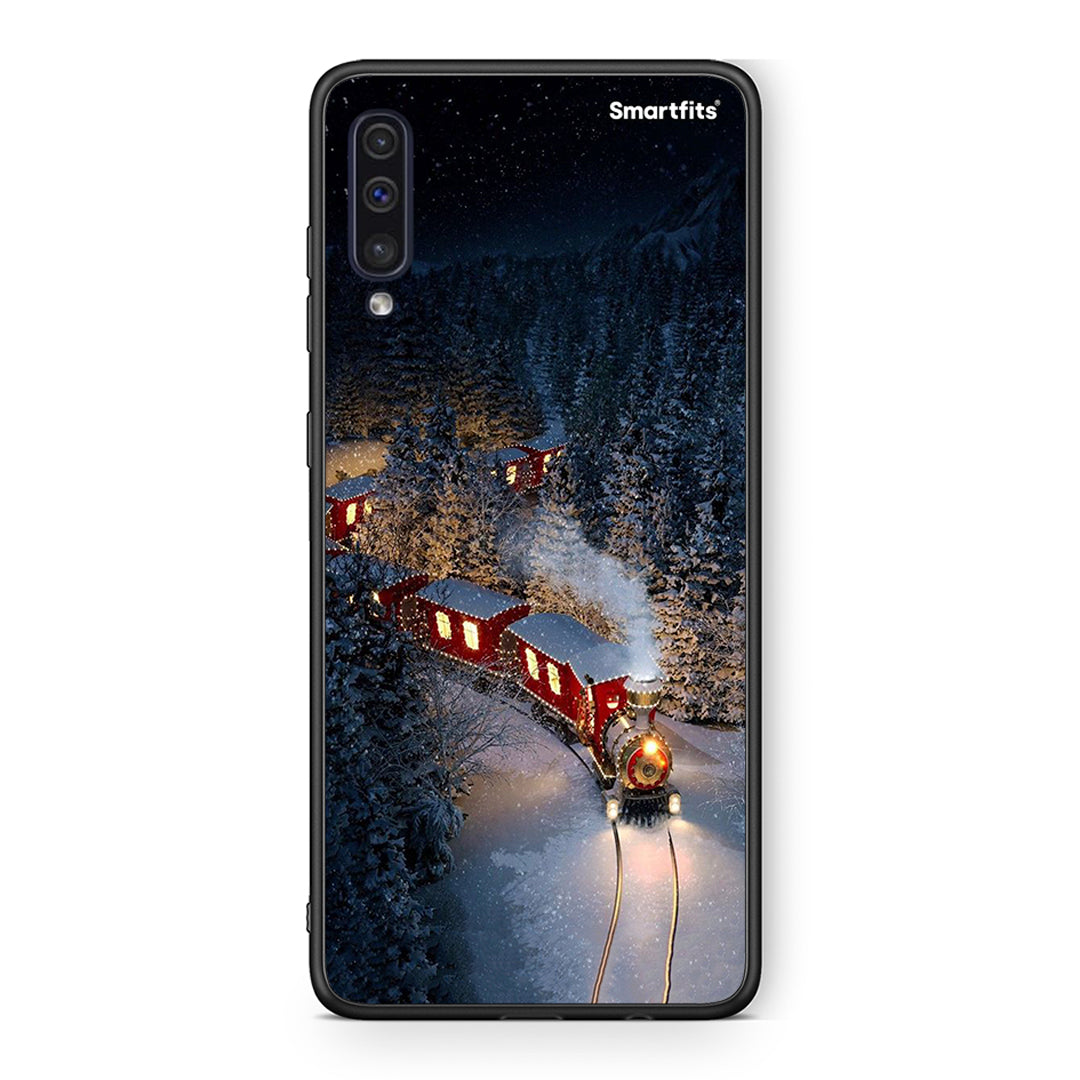 samsung a50 Xmas Train θήκη από τη Smartfits με σχέδιο στο πίσω μέρος και μαύρο περίβλημα | Smartphone case with colorful back and black bezels by Smartfits