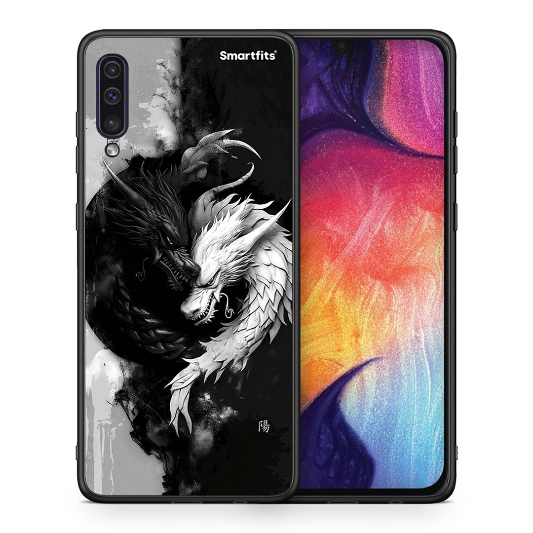 Θήκη Samsung A50 / A30s Yin Yang από τη Smartfits με σχέδιο στο πίσω μέρος και μαύρο περίβλημα | Samsung A50 / A30s Yin Yang case with colorful back and black bezels