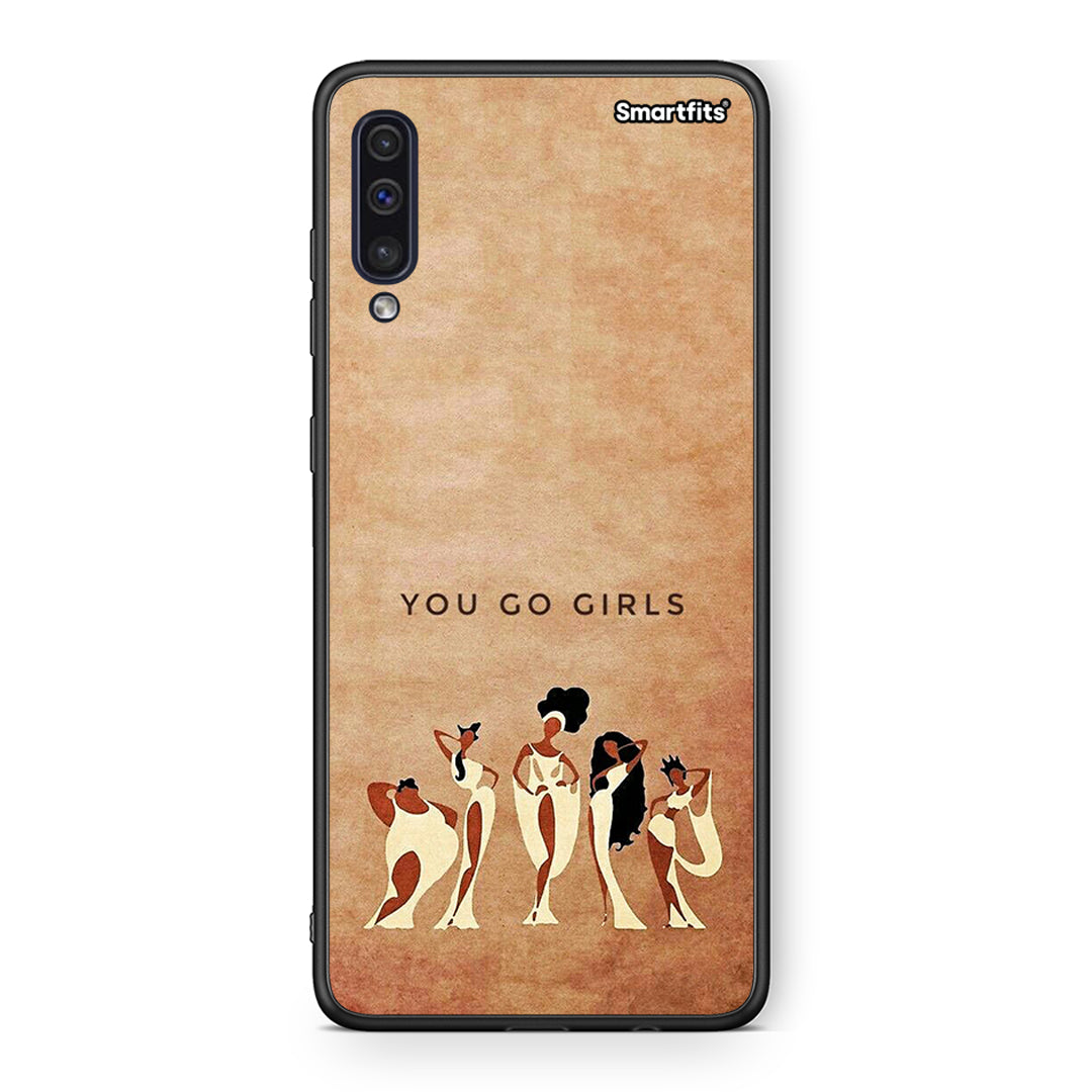 samsung a50 You Go Girl θήκη από τη Smartfits με σχέδιο στο πίσω μέρος και μαύρο περίβλημα | Smartphone case with colorful back and black bezels by Smartfits