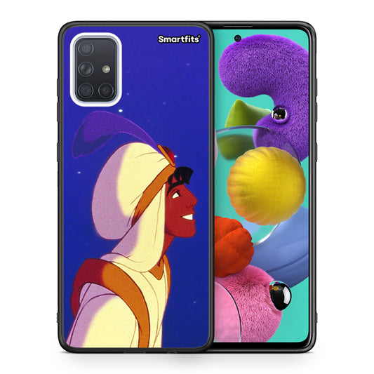 Θήκη Samsung A51 Alladin And Jasmine Love 1 από τη Smartfits με σχέδιο στο πίσω μέρος και μαύρο περίβλημα | Samsung A51 Alladin And Jasmine Love 1 case with colorful back and black bezels
