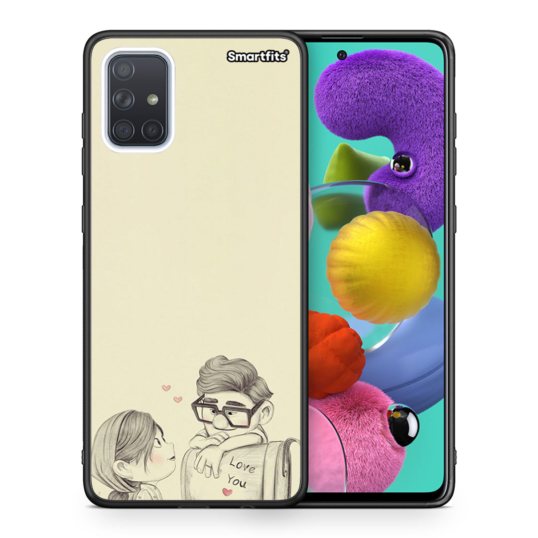 Θήκη Samsung A51 Carl And Ellie από τη Smartfits με σχέδιο στο πίσω μέρος και μαύρο περίβλημα | Samsung A51 Carl And Ellie case with colorful back and black bezels