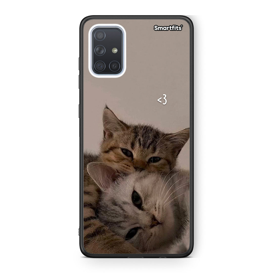 Samsung A71 Cats In Love Θήκη από τη Smartfits με σχέδιο στο πίσω μέρος και μαύρο περίβλημα | Smartphone case with colorful back and black bezels by Smartfits
