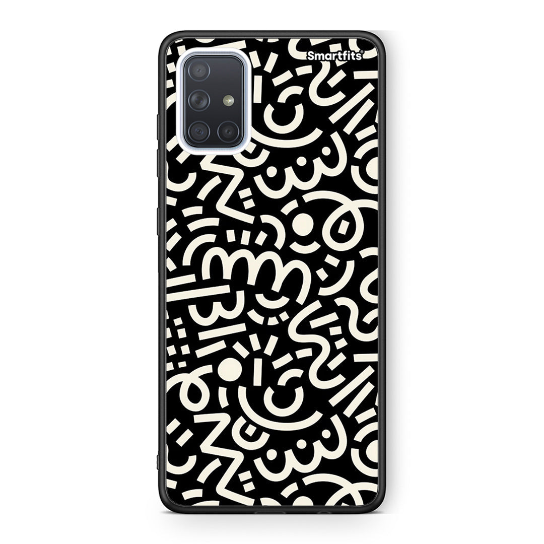 Samsung A71 Doodle Art Θήκη από τη Smartfits με σχέδιο στο πίσω μέρος και μαύρο περίβλημα | Smartphone case with colorful back and black bezels by Smartfits