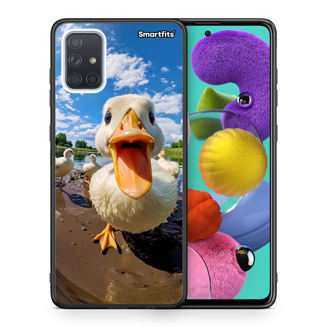 Θήκη Samsung A51 Duck Face από τη Smartfits με σχέδιο στο πίσω μέρος και μαύρο περίβλημα | Samsung A51 Duck Face case with colorful back and black bezels