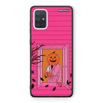 Samsung A51 Halloween Pumpkin Lady Θήκη από τη Smartfits με σχέδιο στο πίσω μέρος και μαύρο περίβλημα | Smartphone case with colorful back and black bezels by Smartfits