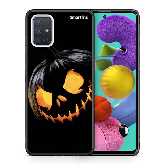 Θήκη Samsung A51 Halloween Scary Pumpkin από τη Smartfits με σχέδιο στο πίσω μέρος και μαύρο περίβλημα | Samsung A51 Halloween Scary Pumpkin case with colorful back and black bezels