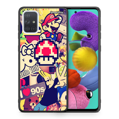 Θήκη Samsung A51 Love The 90s από τη Smartfits με σχέδιο στο πίσω μέρος και μαύρο περίβλημα | Samsung A51 Love The 90s case with colorful back and black bezels