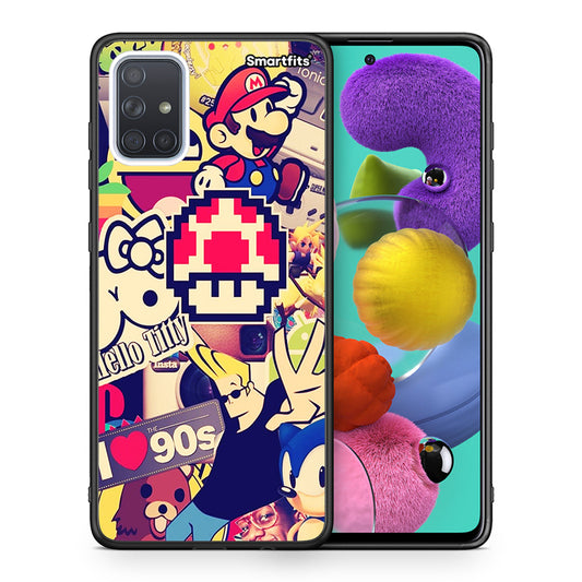 Θήκη Samsung A51 Love The 90s από τη Smartfits με σχέδιο στο πίσω μέρος και μαύρο περίβλημα | Samsung A51 Love The 90s case with colorful back and black bezels