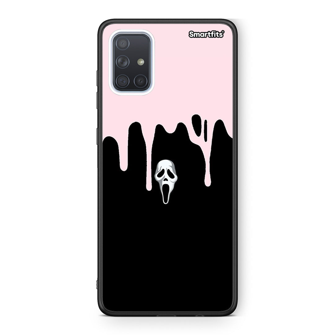 Samsung A51 Melting Halloween Mask Θήκη από τη Smartfits με σχέδιο στο πίσω μέρος και μαύρο περίβλημα | Smartphone case with colorful back and black bezels by Smartfits
