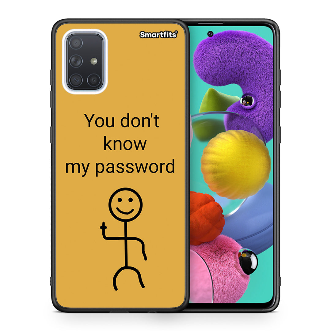 Θήκη Samsung A51 My Password από τη Smartfits με σχέδιο στο πίσω μέρος και μαύρο περίβλημα | Samsung A51 My Password case with colorful back and black bezels