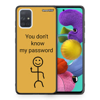 Thumbnail for Θήκη Samsung A51 My Password από τη Smartfits με σχέδιο στο πίσω μέρος και μαύρο περίβλημα | Samsung A51 My Password case with colorful back and black bezels