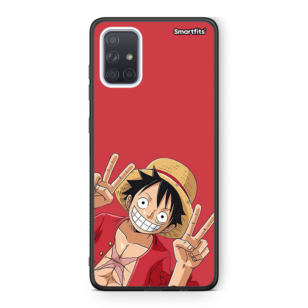 Samsung A51 Pirate Luffy Θήκη από τη Smartfits με σχέδιο στο πίσω μέρος και μαύρο περίβλημα | Smartphone case with colorful back and black bezels by Smartfits