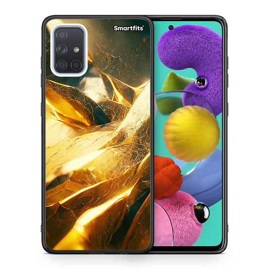 Θήκη Samsung A51 Real Gold από τη Smartfits με σχέδιο στο πίσω μέρος και μαύρο περίβλημα | Samsung A51 Real Gold case with colorful back and black bezels