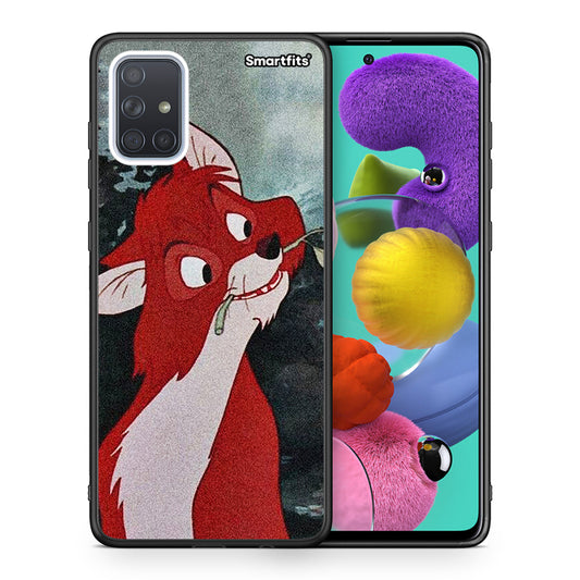 Θήκη Samsung A51 Tod And Vixey Love 1 από τη Smartfits με σχέδιο στο πίσω μέρος και μαύρο περίβλημα | Samsung A51 Tod And Vixey Love 1 case with colorful back and black bezels