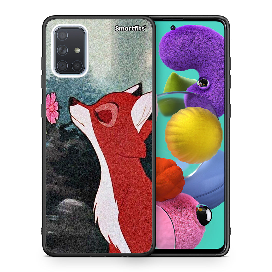 Θήκη Samsung A51 Tod And Vixey Love 2 από τη Smartfits με σχέδιο στο πίσω μέρος και μαύρο περίβλημα | Samsung A51 Tod And Vixey Love 2 case with colorful back and black bezels