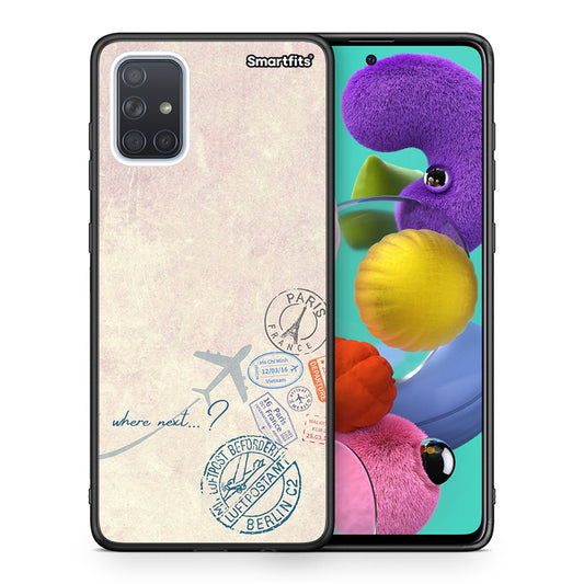 Θήκη Samsung A51 Where Next από τη Smartfits με σχέδιο στο πίσω μέρος και μαύρο περίβλημα | Samsung A51 Where Next case with colorful back and black bezels